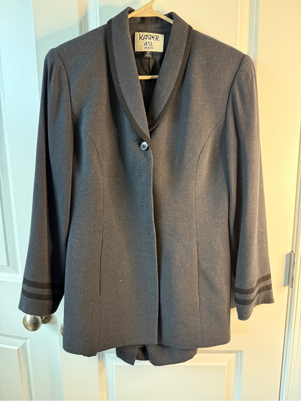 Kasper Petite Charcoal Gray Shawl Collar Blazer